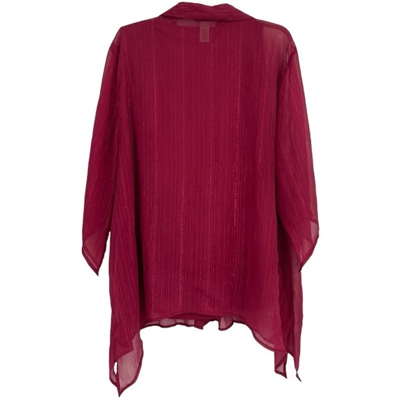 MAGGIE BARNES FOR CATHERINES Maroon LINED Button Up TOP SIZE 2X Metallic - Picture 2 of 12